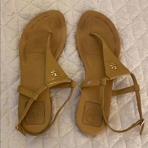 Tory Burch Tan And Gold Sandals